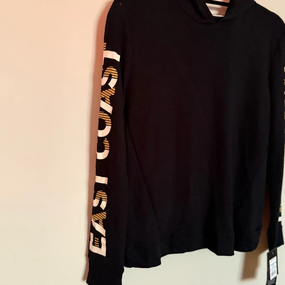 Girls XL Black Hoodie 14–16 Graphic Sleeves NWT